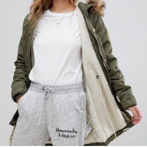 Abercrombie & Fitch Green Army Sherpa Lined Jacket
